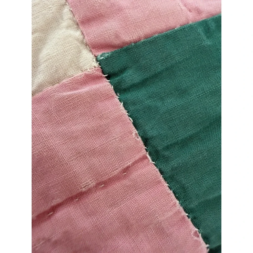 Vintage Hand Quilted Pinwheel Star Quilt 78x90 Handmade Feedsack c.1940s